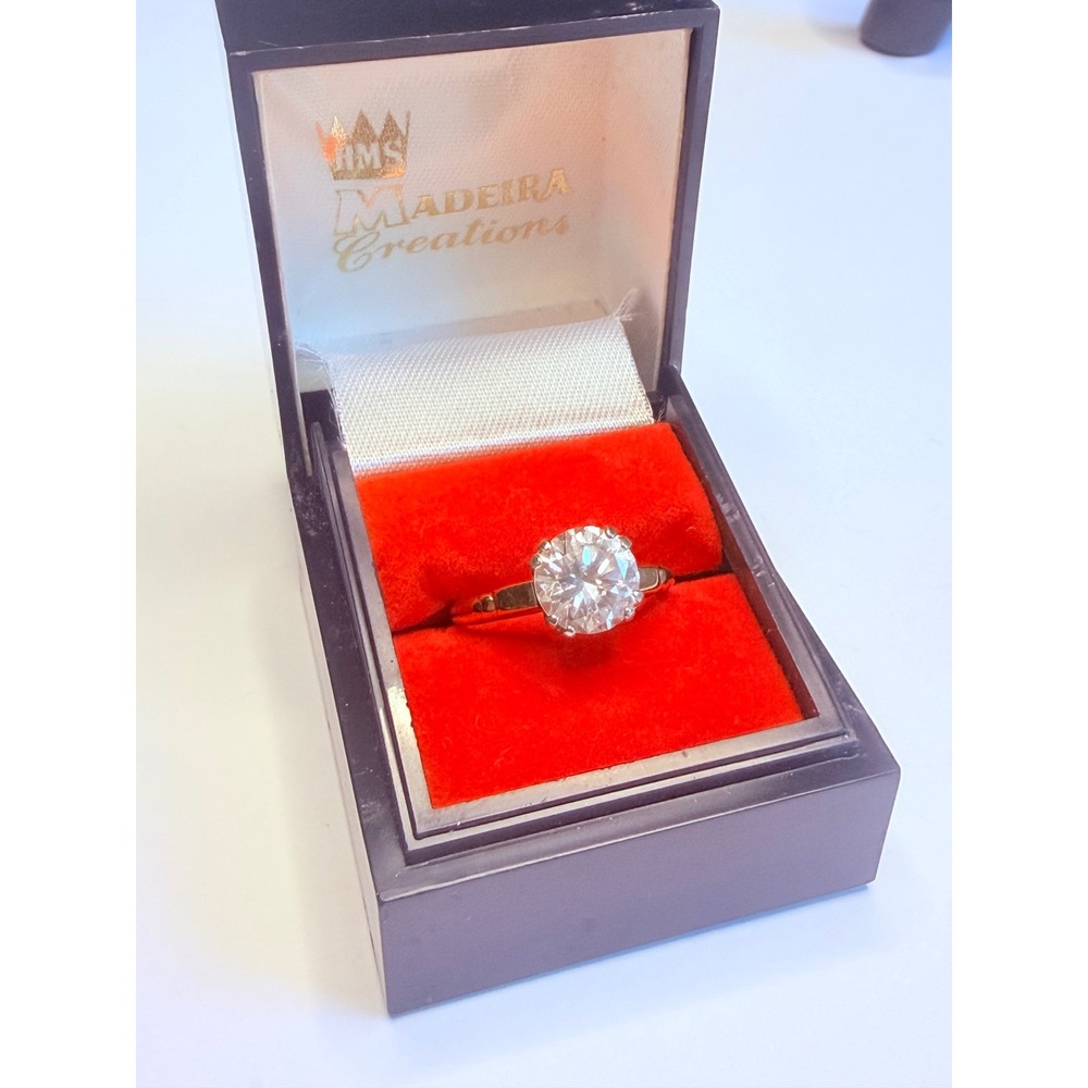 Vintage 10K Gold Filled Solitaire Rhinestone Ring